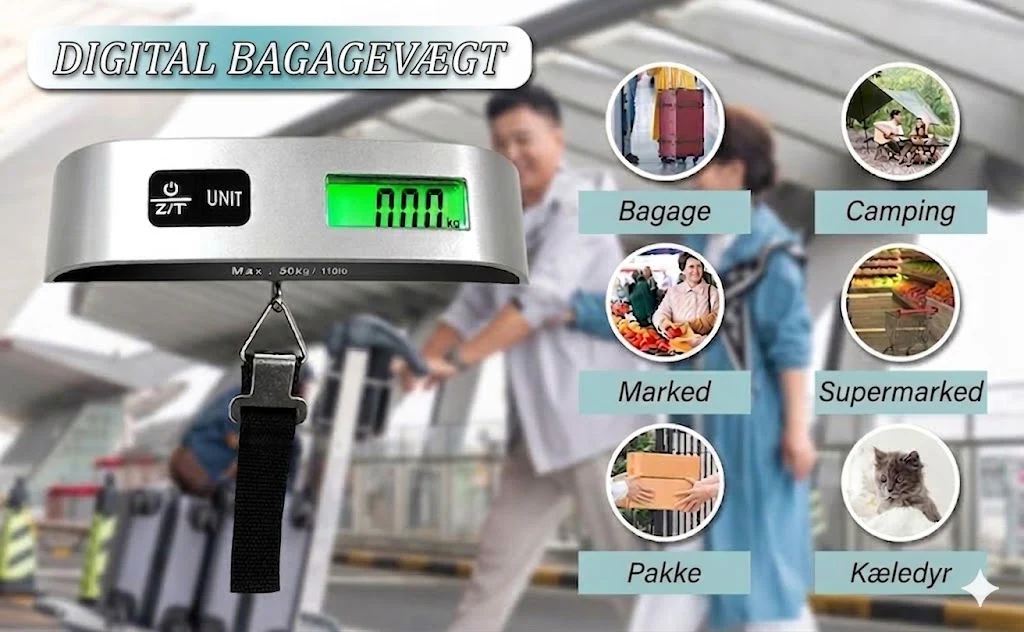 Bærbar bagagevægt med LCD-display - Billede 7