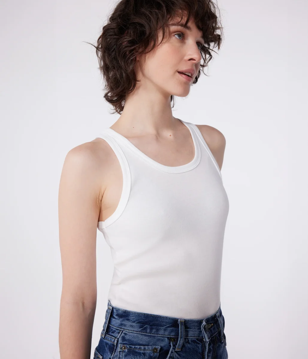 Tanktop i bomuld til kvinder - hvid - Billede 5