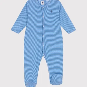Pyjamas i bomuld til baby med blå striber