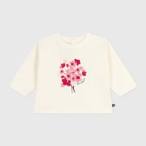Sweatshirt til baby med lyserød blomst